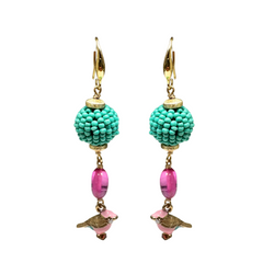 Radiant Aqua Bird Earrings