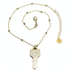 Crystal Paved Key Necklace