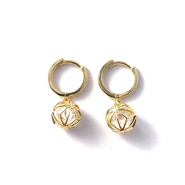 Caged Crystal Earrings - GOLD COLLECTION