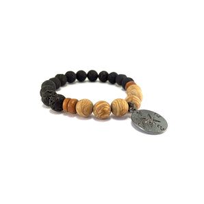 Men's Compass Bracelet- WOOD JASPER - HotRocksJewels