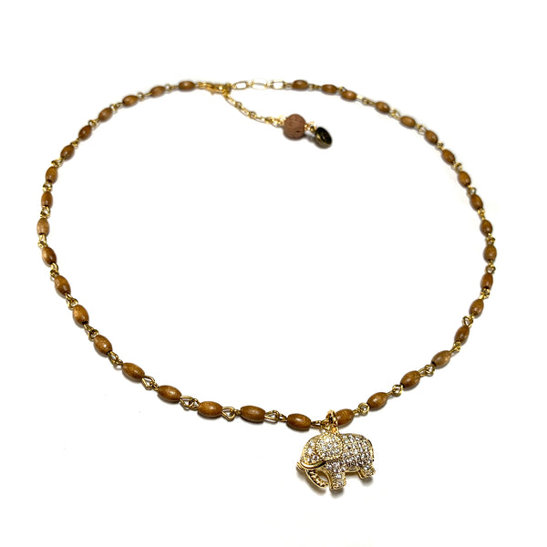 Elit Wood Charm Necklace-      MUSE COLLECTION - HotRocksJewels