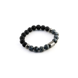 Men's Pathfinder Bracelet - SNOWFLAKE OBSIDIAN - HotRocksJewels